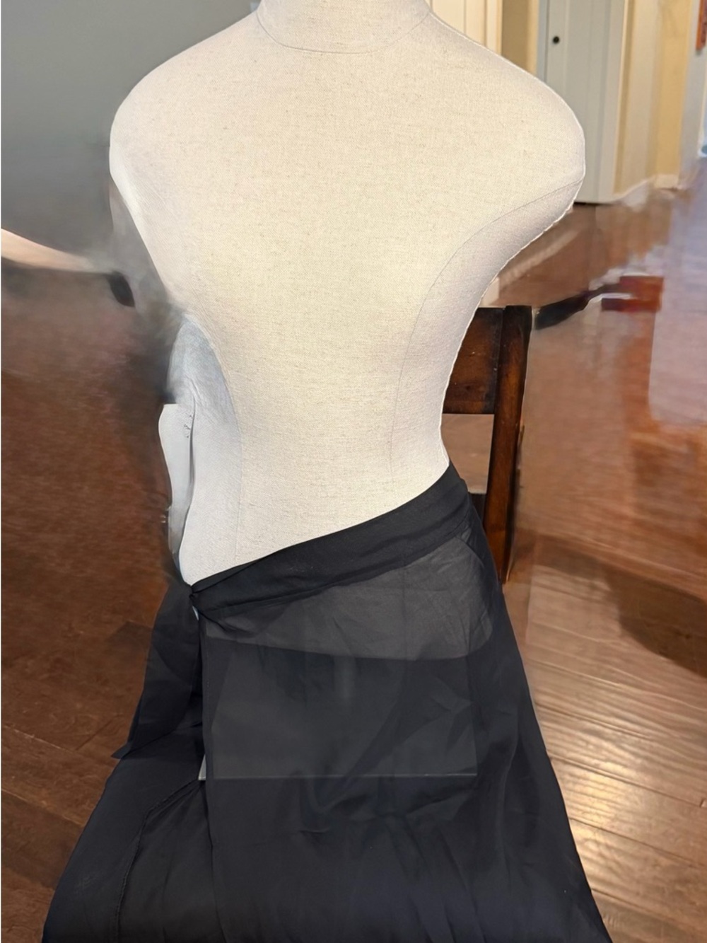 Black Sheer Wrap Skirt - Women - Picture 2 of 4